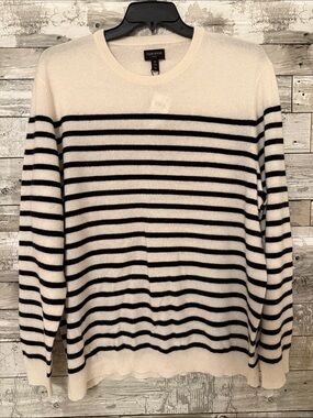Club Room Black & Cream Striped Crewneck Pullover